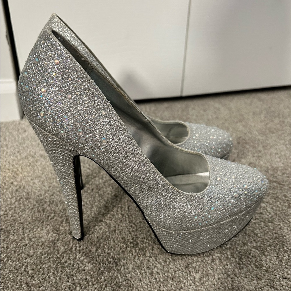 Sparkly Silver Heels